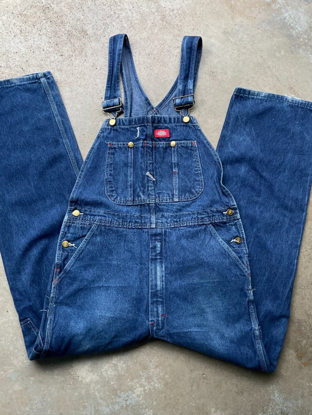 Dickies Overalls Dark Blue Denim Carpenter Dungarees Bib Jeans 36X32